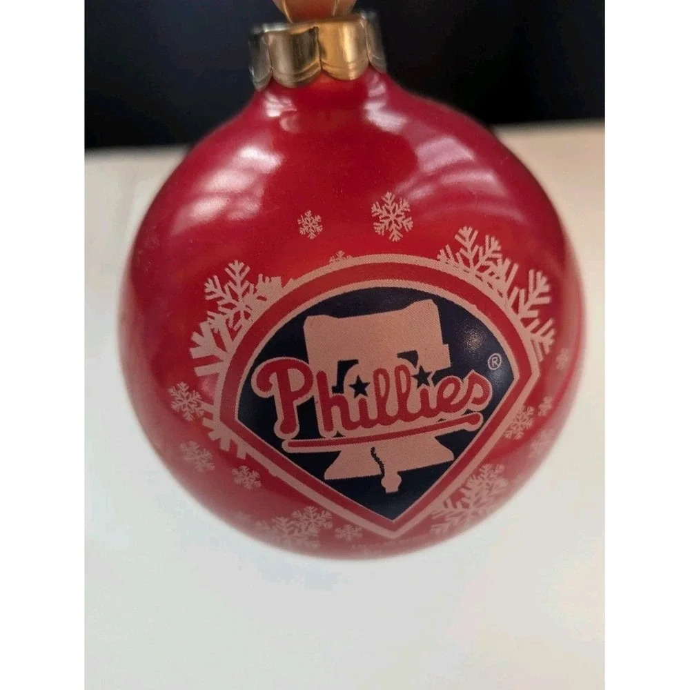 MLB Philadelphia Phillies Bell Round Glass‎ Hanging Christmas Ornament